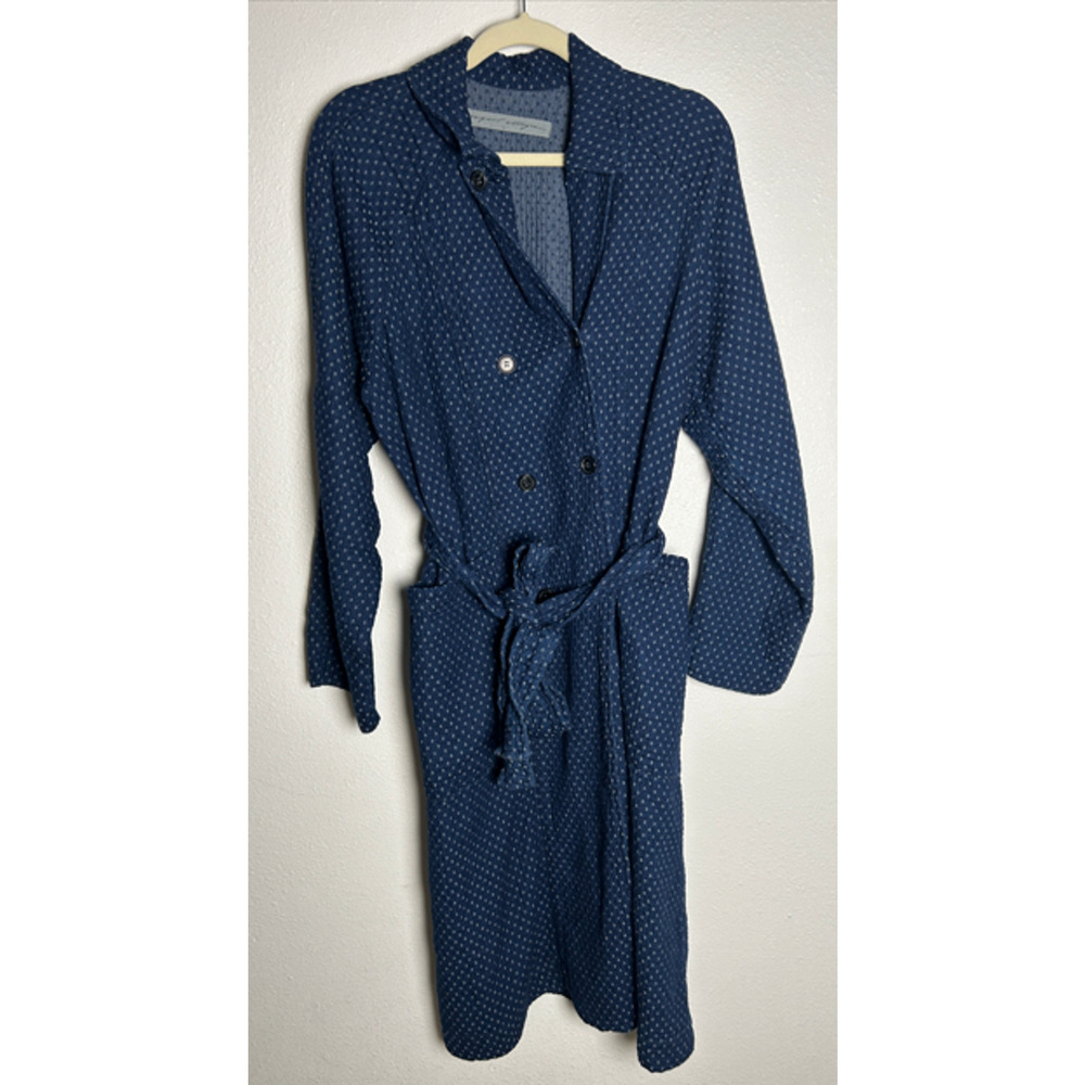 RAQUEL ALLEGRA Gauzy Blue Polka Dot Double Breasted Trench Coat Size 0/XS